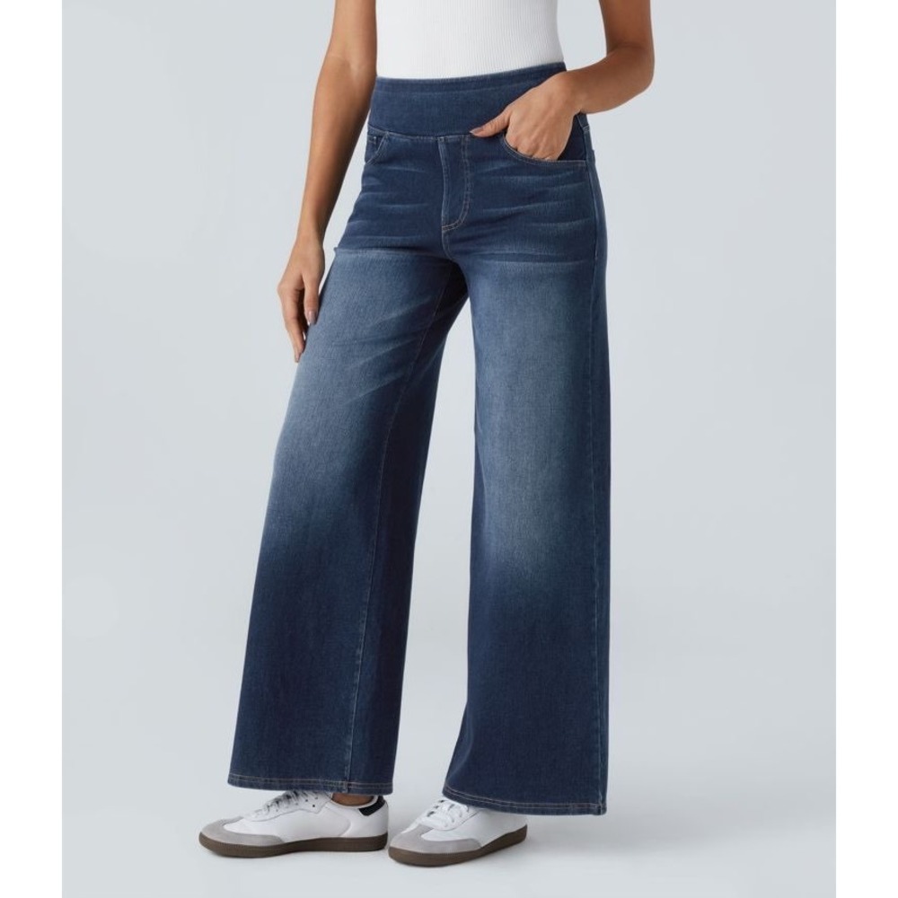 Halara Baggy Flex™ High Waisted Pockets Baggy Wide Leg Washed Casual  size L